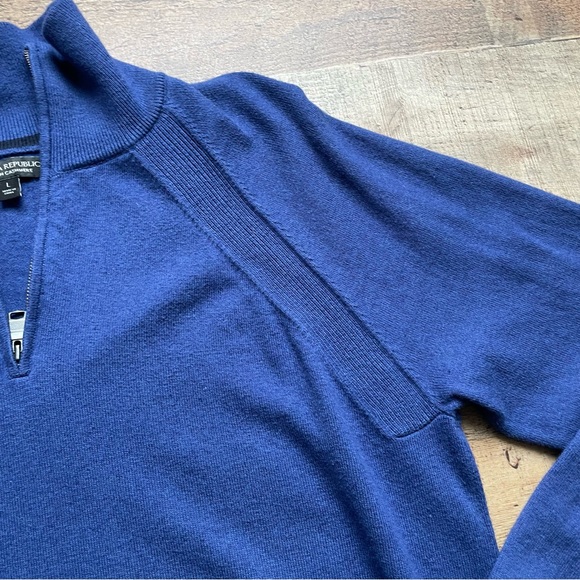 Banana Republic Cotton Cashmere 1/4 Zip Sweater Blue Mens Large - Picture 3 of 8